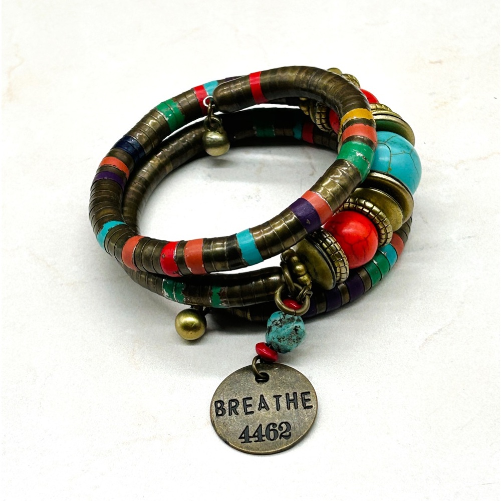 Vintage Bohemian Brass Coil Wrap Bracelet